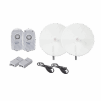 B5XTXPD34KIT-p.png Kit de 2 radios B5X con antenasTXPD34B5X de (34 dBi), rango de frecuencia extendida (4.9 a 6.4 GHz), incluye inyector POE, cable de alimentación y para alineación, distancia de hasta 40 km