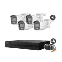 Kit TurboHD 1080p / DVR 4 Canales / 4 C?maras Bala ColorVu con Microfono Integrado / Fuente de Poder / Accesorios de Instalación