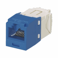 CJ688TGBU-p.png Conector Jack RJ45 Estilo TG, Mini-Com, Categoría 6, de 8 posiciones y 8 cables, Color Azul