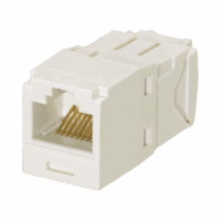 CJ688TGIW-p.png Conector Jack RJ45 Estilo TG, Mini-Com, Categoría 6, de 8 posiciones y 8 cables, Color Blanco Mate