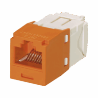 CJ688TGOR-p.png Conector Jack RJ45 Estilo TG, Mini-Com, Categoría 6, de 8 posiciones y 8 cables, Color Naranja