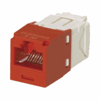 CJ688TGRD-p.png Conector Jack RJ45 Estilo TG, Mini-Com, Categoría 6, de 8 posiciones y 8 cables, Color Rojo