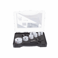 Kit de broca sierras (3/4 - 2 1/4 in) incluye 6 piezas de broca sierras, 2 adaptadores y resorte de expulsión.