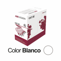 DS1LN5ES100-p.png bobina de cable utp 100 mts / cat 5e (24 awg) / color blanco / pvc (cm) / uso en interior / 100% cobre / aplicaciones de cctv y redes de datos DS-1LN5E-S-100