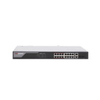 DS3E1318PEI-p.png Switch Monitoreable PoE+ / 16 puertos 100 Mbps PoE+ / 2 Puertos 1000 Mbps Uplink + 2 Puertos SFP de Uplink / PoE hasta 250 Metros / Conexión Remota desde Hik-PartnerPro / 230 Watts