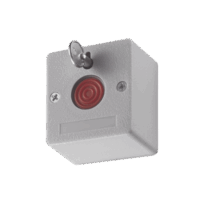 DSPD1EB-p.png Botón de Pánico Cableado / Compatible con Cualquier Panel de Alarma / LLave de Seguridad / NA/NC / Material Retardante al Fuego (ABS) Modelo:DS-PD1-EB