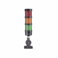 Torre LED Indicadora de estado de 3 niveles color Rojo, Ámbar y Verde, con Buzzer integrado a 85 dB,  a 110-240 VCA con Montaje incluido de 60 mm de diámetro