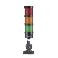 Torre LED Indicadora de estado de 3 niveles color Rojo, Ámbar y Verde, con Buzzer integrado a 85 dB,  a 24 VCD con Montaje incluido de 60 mm de diámetro