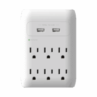 EPLSPWUSB-p.png Multicontacto de Pared 110 Vca/ Supresor de Picos / 6 x Nema 5-15P / 2 x USB (5V @3.4A)