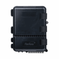 FDP440A-p.png Caja de Distribución de Fibra Óptica para 24 Empalmes, con 8 acopladores SC/APC simplex, Exterior IP55, Color Negro