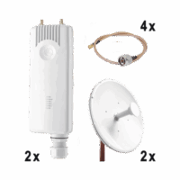 FORCE300KIT30-p.png Enlace completo Punto a Punto para servicios TriplePlay, incluye: 2x FORCE300CSM, 2x NP1GEN2 (30 dBi), 4x Jumper