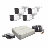 (MICR?FONO Integrado) Kit TurboHD 1080p Lite / DVR 4 canales / Audio por Coaxitron / 4 C?maras Bala de Policarbonato con Micr?fono Integrado