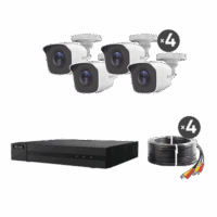 KIT TurboHD 1080p / DVR 8 canales con H.265+ / 4 C?maras Bala Met?licas / Fuente de Poder / Accesorios de Instalación