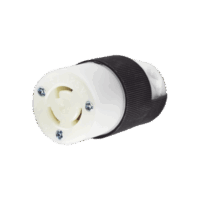 HUBHBL4729C-p.png Conector Industrial con Bloqueo de Media Vuelta / 15 A 125 V CA / 2 Polos 3 Hilos / Color Blanco y Negro / Nema L5-15R.
