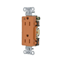 HUBIG15DR-p.png Contacto Dúplex Conexión a Tierra Aislada/ 15A 125V/ 2 polos 3 Hilos/ Nema 5-15R /Grado Comercial Decorativo/ Color Naranja.
