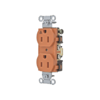 HUBIG5252-p.png Contacto Dúplex Conexión a Tierra Aislada/ 15A 125V/ 2 polos 3 Hilos/ Nema 5-15R /Grado Comercial/ Color Naranja.