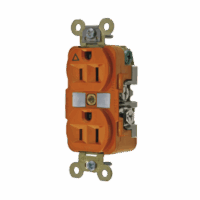 HUBIG5262-p.png Contacto Dúplex Conexión a Tierra Aislada 15A 125V/ 2 Polos 3 Hilos/ Color Naranja/ Nema 5-15R/ Grado Industrial.