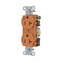 HUBIG5352-p.png Contacto Dúplex Conexión a Tierra Aislada/ 20 A 125 V/ 2 polos 3 Hilos/ Color naranja/ Nema 5- 20R/ Grado Comercial.