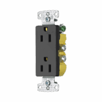 HUBRRD15BK-p.png Contacto Duplex Decorador 15A 125V / 2 Polos 3 Hilos/ Nema5-15R / Color Negro.