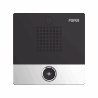 Mini Intercomunicador para hotelería y hospitales, con diseño elegante, PoE, 1 botón, 1 relevador integrado de salida y entrada.