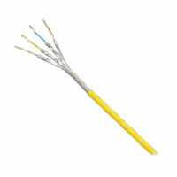 ISX6X04AYLLED-p.png Bobina de Cable Blindado S/FTP Categoría 6A, Uso Industrial con Resistencia al Aceite, Rayos UV y Abrasión, Multifilar (Flexible), Color Amarillo, Bobina de 500m