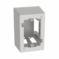 JB1DWHA-p.png Caja de Pared Superficial de 1 Pieza, Uso Universal con Placas de Pared, Con Cinta Adhesiva, Color Blanco