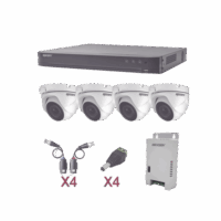 KIT TurboHD 1080p / DVR 4 Canales / 4 C?maras Eyeball (exterior 2.8 mm) / Transceptores / Conectores / Fuente de Poder Profesional