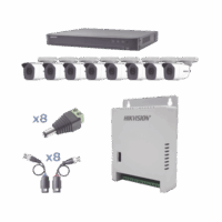 KEVTX8T8BW-p.png KIT TurboHD 1080p / DVR 8 Canales / 8 Cámaras Bala (exterior 2.8 mm) / Transceptores / Conectores / Fuente de Poder Profesional hasta 15 Vcc para Larga Distancias