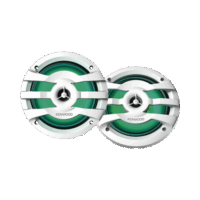 Par de altavoces fabricados en grado marinos en rejilla color blanco de 6.5" con iluminación led,  potencia máxima de 260 W