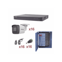 KH1080P16BW-p.png kit turbohd 1080p / dvr 16 canales / 16 cámaras bala (exterior 2.8 mm) / transceptores / conectores / fuente de poder profesional KH1080P16BW