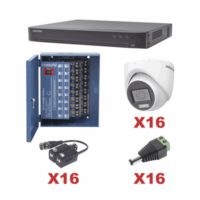 KH1080P16DW-p.png kit turbohd 1080p / dvr 16 canales / 16 cámaras turret con audio integrado (exterior 2.8 mm) / transceptores / conectores / fuente de poder profesional KH1080P16DW