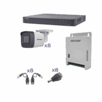 KH1080P8BW-p.png kit turbohd 1080p / dvr 8 canales / 8 cámaras bala (exterior 2.8 mm) / transceptores / conectores / fuente de poder profesional hasta 15 vcc para larga distancia KH1080P8BW