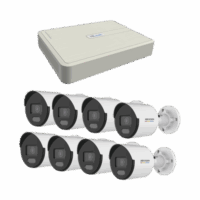 kit ip 1080p (2 megapixel) / nvr de 8 canales con 8 puertos poe / 8 c?maras ip bala colorvu lite y acusense lite / micr?fono integrado KIPCV2M/8B
