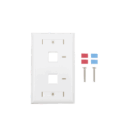 LPFP22-p.png Placa de pared de 2 puertos, Keystone, con espacio para etiqueta, Color Blanco