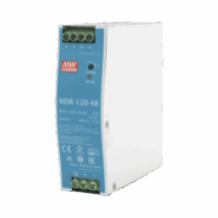 NDR12048-p.png Fuente de poder industrial de 120 W, salida 48 Vcc, entrada 90~264 VCA, para montaje en riel DIN,