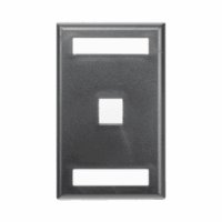 NK1FBL-p.png Placa de Pared Vertical, Salida Para 1 Puerto Keystone, Con Espacios Para Etiquetas, Color Negro