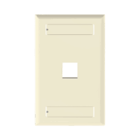 NK1FEIY-p.png Placa de Pared Vertical, Salida Para 1 Puerto Keystone, Con Espacios Para Etiquetas, Color Marfil