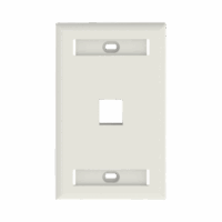 NK1FIWY-p.png Placa de Pared Vertical, Salida Para 1 Puerto Keystone, Con Espacios Para Etiquetas, Color Blanco Mate