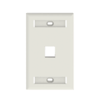 NK1FWHY-p.png Placa de Pared Vertical, Salida Para 1 Puerto Keystone, Con Espacios Para Etiquetas, Color Blanco