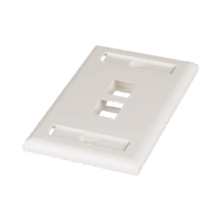 NK2FIWY-p.png Placa de Pared Vertical, Salida Para 2 Puertos Keystone, Con Espacios Para Etiquetas, Color Blanco Mate