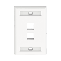 NK2FWHY-p.png Placa de Pared Vertical, Salida Para 2 Puertos Keystone, Con Espacios Para Etiquetas, Color Blanco