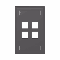 NK4FBL-p.png Placa de Pared Vertical, Salida Para 4 Puertos Keystone, Con Espacios Para Etiquetas, Color Negro