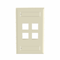 NK4FEIY-p.png Placa de Pared Vertical, Salida Para 4 Puertos Keystone, Con Espacios Para Etiquetas, Color Marfil