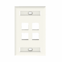 NK4FIWY-p.png Placa de Pared Vertical, Salida Para 4 Puertos Keystone, Con Espacios Para Etiquetas, Color Banco Mate