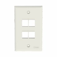 NK4FNIW-p.png Placa de Pared Vertical, Salida Para 4 Puertos Keystone, Color Blanco Mate