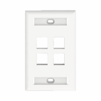 NK4FWHY-p.png Placa de Pared Vertical, Salida Para 4 Puertos Keystone, Con Espacios Para Etiquetas, Color Blanco