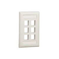 NK6FEIY.jpg Placa de Pared Vertical, Salida Para 6 Puertos Keystone, Con Espacios Para Etiquetas, Color Blanco