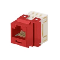 NKP5E88MRD.jpg Conector Jack Estilo 110 (de Impacto), Tipo Keystone, Categoría 5e, de 8 posiciones y 8 cables, Color Rojo