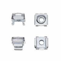 Kit de 20 Tuercas Enjauladas #10-32, Para Uso en Gabinetes o Racks con Rieles con Orificios Cuadrado, de Acero, Color Plateado
