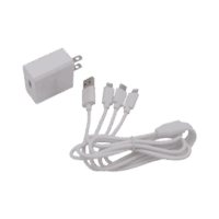PL52C-p.png Cargador de pared USB de 5 Vcc 2A / Multi-puertos / USB-C / Micro USB / Tipo C / Lightning (iPhone) / Extensión de cable 1.2 metros